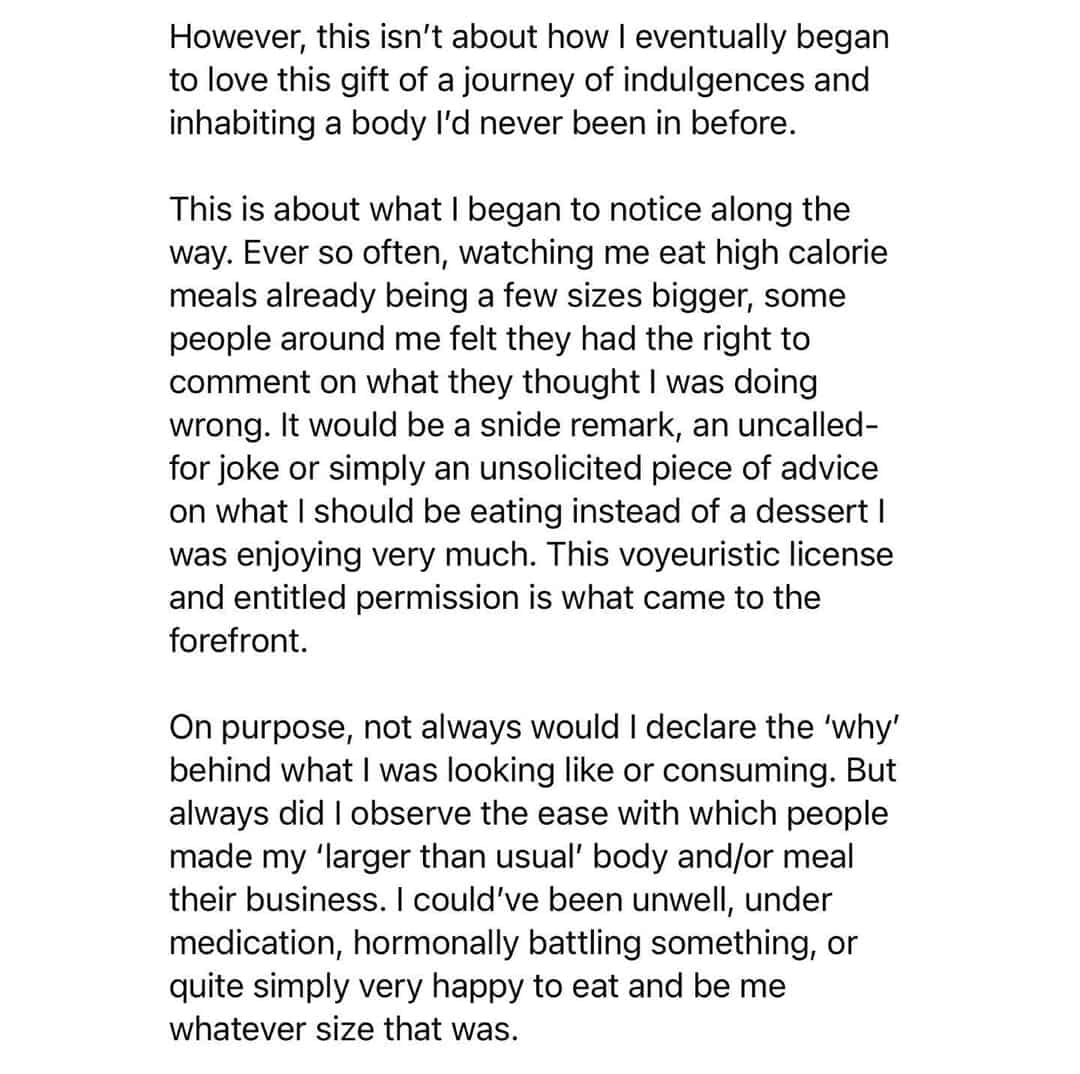 But although she started to ‘relish’ the process of getting into character, she said she started to get ‘unsolicited advice’ from people regarding her weight gain.