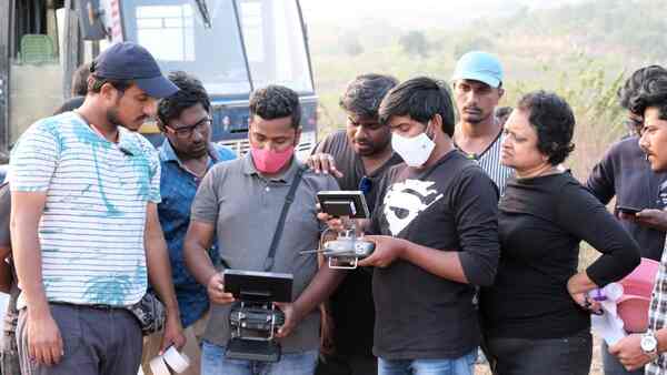 On the sets of the film