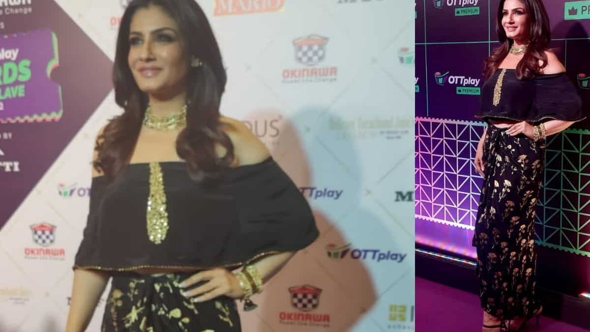 Raveena Tandon in black-and-gold