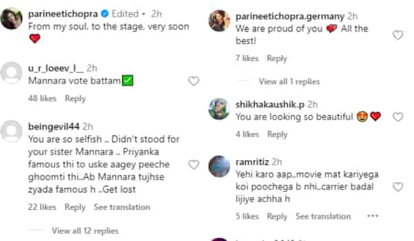 Parineeti Chopra's post reaction