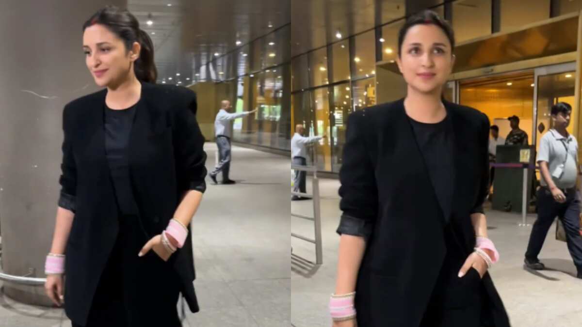 New bride Parineeti Chopra smiles from ear to ear as she arrives in ...