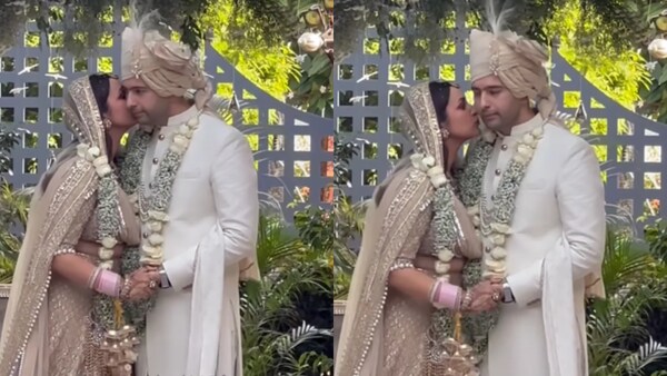 Viral video: Parineeti Chopra kisses husband Raghav Chadha in mandap