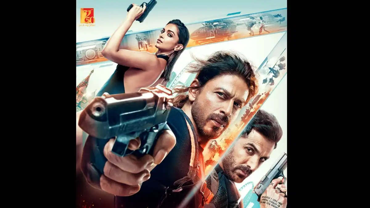 Pathaan new poster: Shah Rukh Khan, John Abraham, and Deepika Padukone bring the guns out and take us on a bumpy ride!