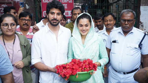 Dobaaraa: Taapsee Pannu and Pavail Gulati visit Kalighat Temple for aarti and prayer on release day