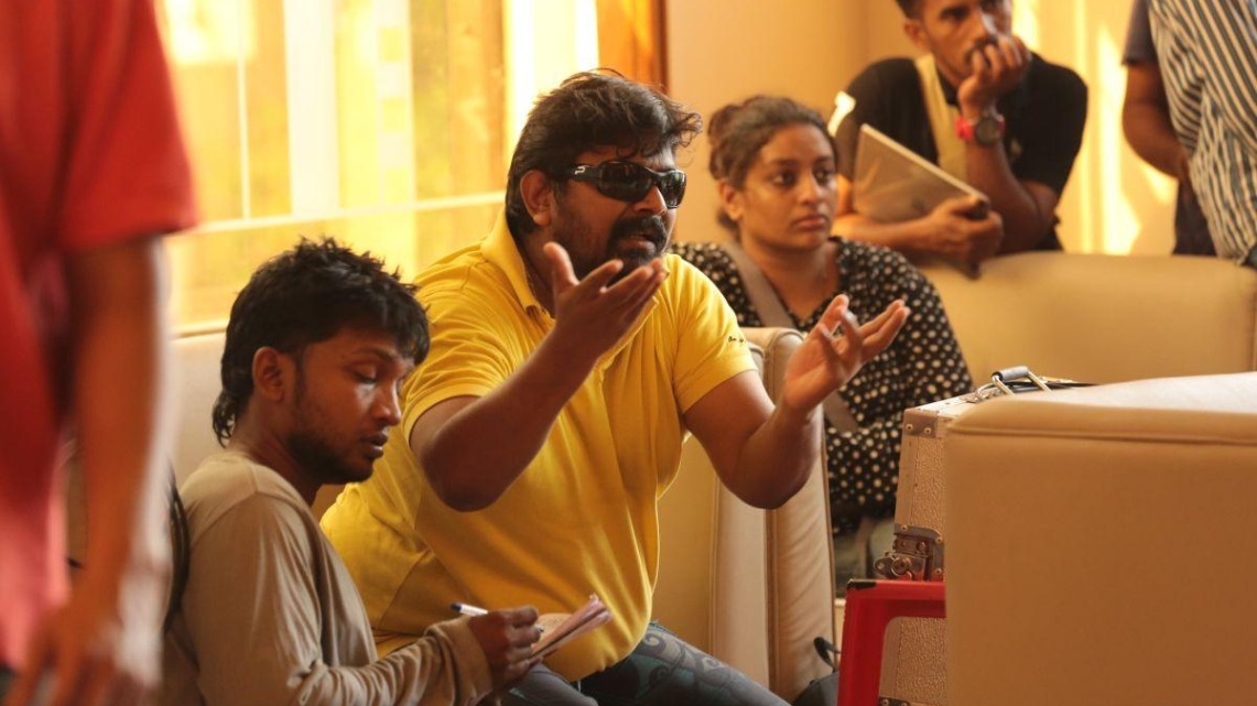 Mysskin during the shooting of the film