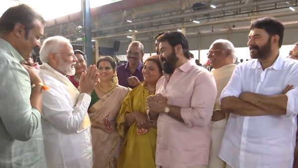 PM Modi greets Mammootty, Mohanlal at Suresh Gopi's daughter's wedding. See videos