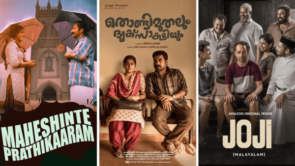 Posters for Maheshinte Prathikaram, Thondimuthalum Driksakshiyum and Joji