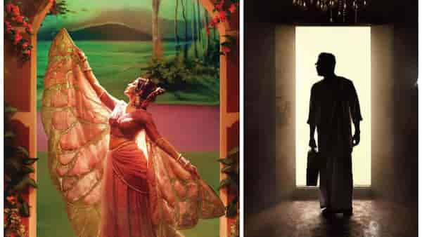 Posters of Rima Kallingal and Tovino Thomas' characters from Neelavelicham