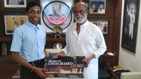 Chess grandmaster Praggnanandhaa meets Superstar Rajinikanth ahead of Chess Olympiad in Chennai