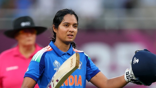 Pratika Rawal scored her maiden World Cup hundred before the rain arrived. Image | BCCI on X