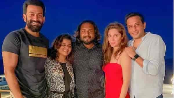 Prithviraj Sukumaran and Supriya Menon with Chunky Mathew, Mahira Khan, and Salim Karim