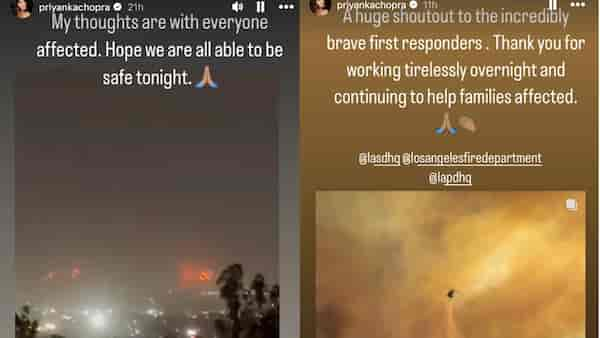 Priyanka Chopra shared stories about LA wildfires on Instagram