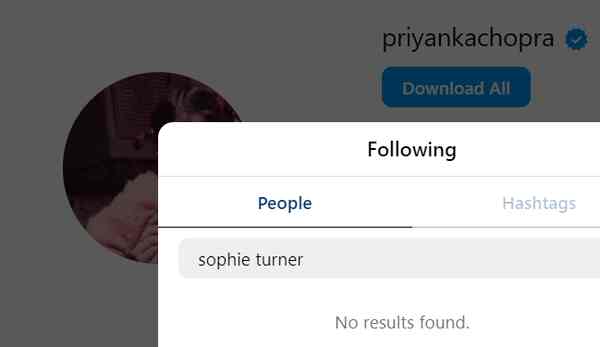 Priyanka Chopra unfollows Sophie Turner.