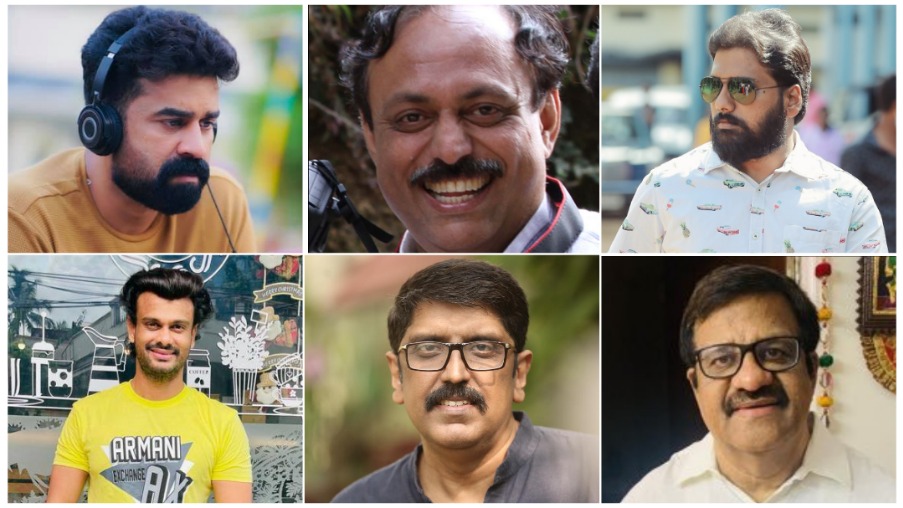 (Clockwise from top left) Vijay Babu, G Suresh Kumar, Vishnu Mohan, Sreedhar Pillai, B Unnikrishnan and Visakh Subramaniam