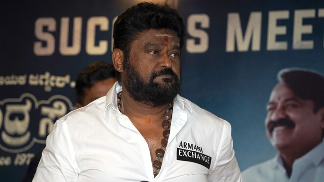 Jaggesh leads success party of his new comedy, Raghavendra Stores