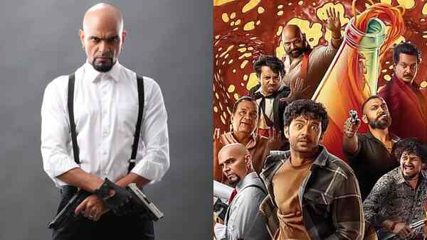 Raghu Ram; (right) a poster for Keedaa Cola