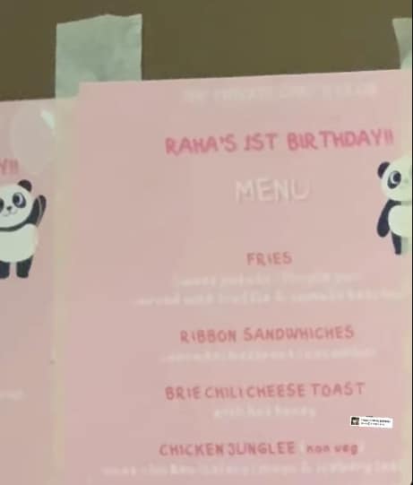 Raha's birthday menu. (Image source: Instagram/ Chef Harsh)