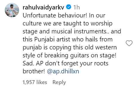 Rahul Vaidya's comment