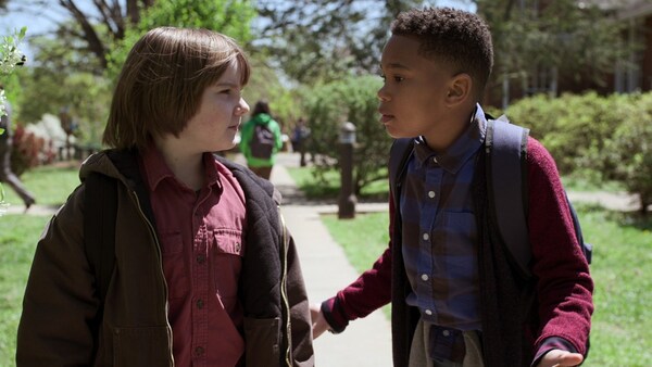 Brayden and Dion in a scene from Raising Dion Season 2