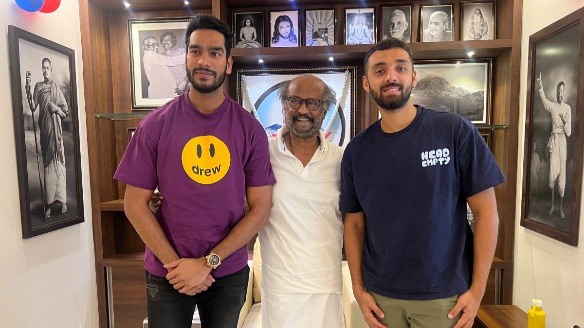 IPL 2023: Rajinikanth meets KKR's Varun Chakaravarthy and Venkatesh Iyer in Chennai