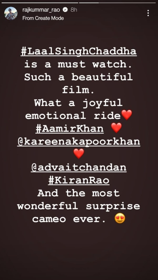 Rajkummar Rao’s Instagram story.