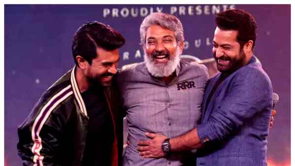 Ram Charan, SS Rajamouli and Jr NTR/Twitter