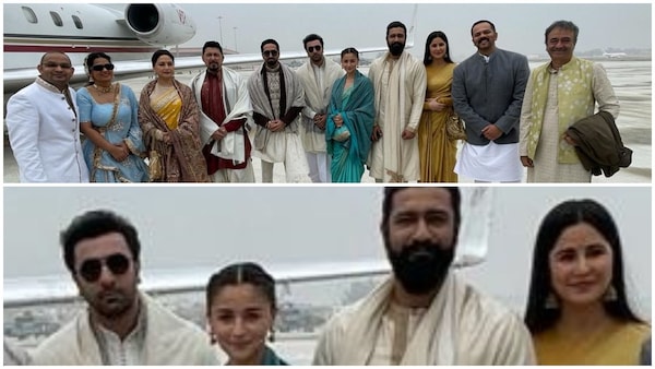 Ayodhya Ram Mandir inauguration - Ranbir Kapoor, Alia Bhatt, Vicky Kaushal, Katrina Kaif and more celebs pose together with smiles