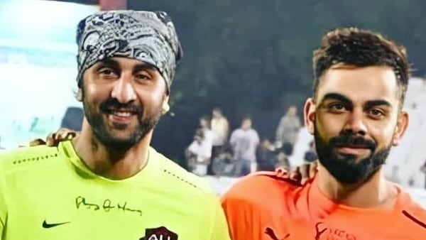 Ranbir Kapoor and Virat Kohli after a football match. Image | Hindustan Times