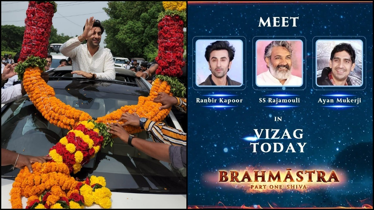 Brahmastra's Ranbir Kapoor and Ayan Mukerji touch down in Vishakhapatnam for promotions; SS Rajamouli joins them