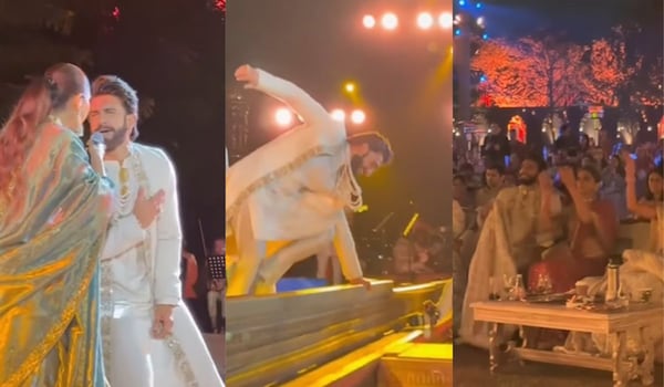Here’s why Ranveer Singh jumped off the stage after singing with Neeti Mohan at the Anant Ambani and Radhika Merchant's pre-wedding bash
