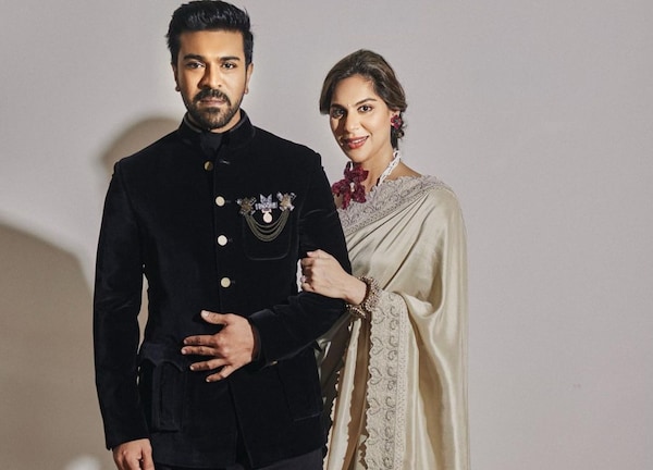 Oscar 2023: Here's what went into Ram Charan and Upasana's red carpet look