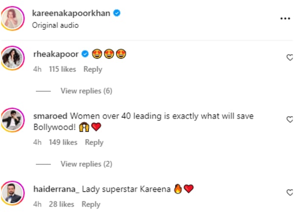 Reactions on Kareena's post