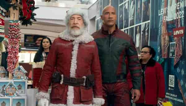 JK Simmons and Dwayne Johnson in Red One