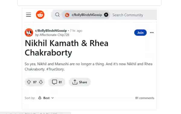 Viral post on Reddit. It is now deleted. But screenshots of it continue to trend.