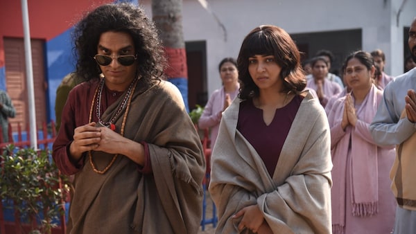 Ritwick Chakraborty and Koushani Mukherjee as Shombhu Baba and Mohini Ma