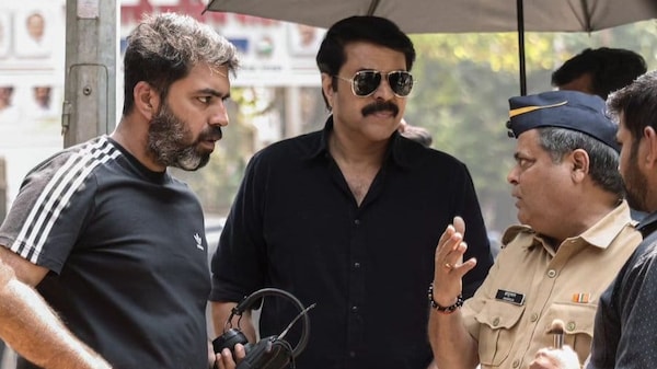 Roby Varghese Raj and Mammootty during the shoot of Kannur Squad
