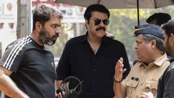 Roby Varghese Raj and Mammootty during the shoot of Kannur Squad