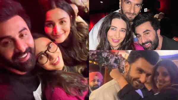 Rocky Aur Rani Kii Prem Kahaani premiere: Ranveer Singh poses with Karisma, Ranbir Kapoor; receives a gift from Shweta Bachchan Nanda