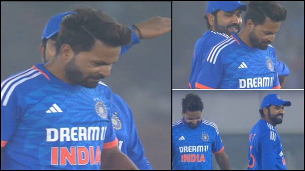 IND vs AFG - Rohit Sharma gives playful 'tapli' to Mukesh Kumar, pacer gets Mohammad Nabi's wicket