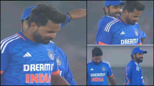 IND vs AFG - Rohit Sharma gives playful 'tapli' to Mukesh Kumar, pacer gets Mohammad Nabi's wicket