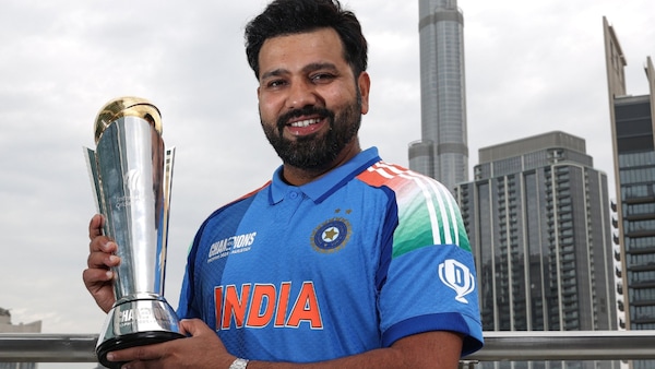 Rohit with the ICC Champions Trophy 2025. Image | BCCI on X