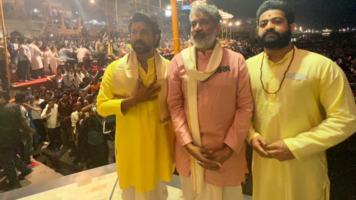 RRR: SS Rajamouli, Ram Charan, Jr NTR end their multi-city tour with Ganga arti – pics inside