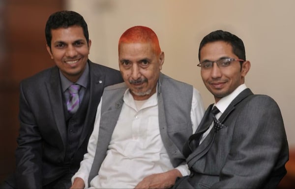 Saleem and Javed  with Haji Banda Hasan (centre)