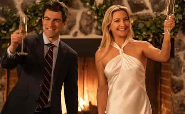 Max Greenfield and Kate Hudson in Running Point