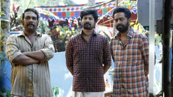 Sabumon, Shabareesh Varma and Saiju Kurup in a still from Upacharapoorvam Gunda Jayan