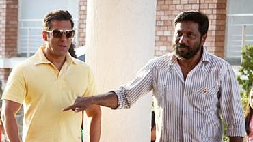 Salman Khan and Siddique during the shoot of Bodyguard