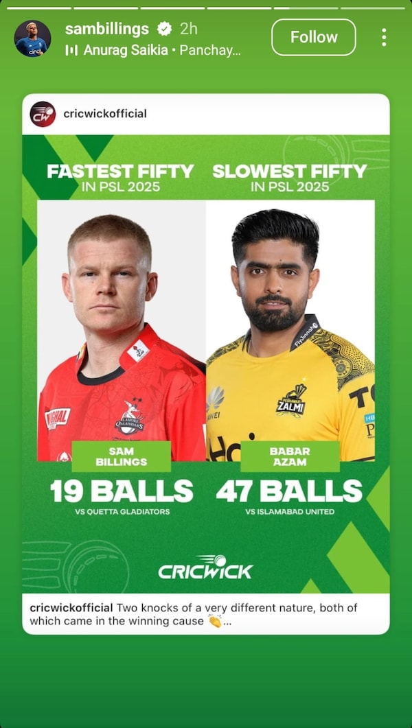 Sam Billings trolls Babar Azam