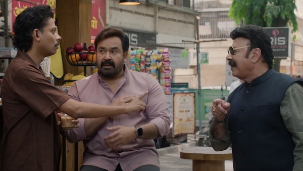 Sangeeth Pratap, Mohanlal and Lalu Alex in Hridayapoorvam