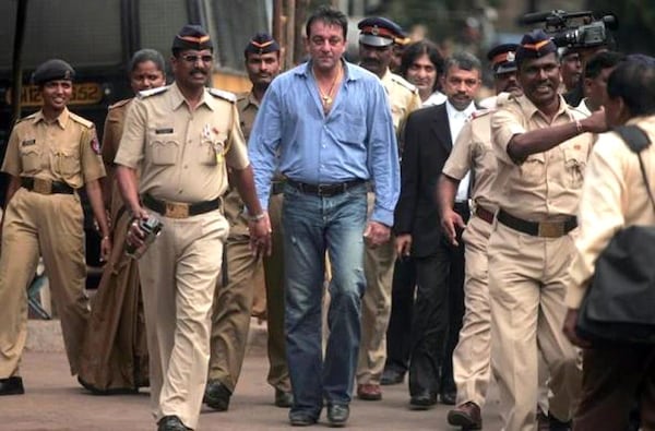 Sanjay Dutt after his release from the jail