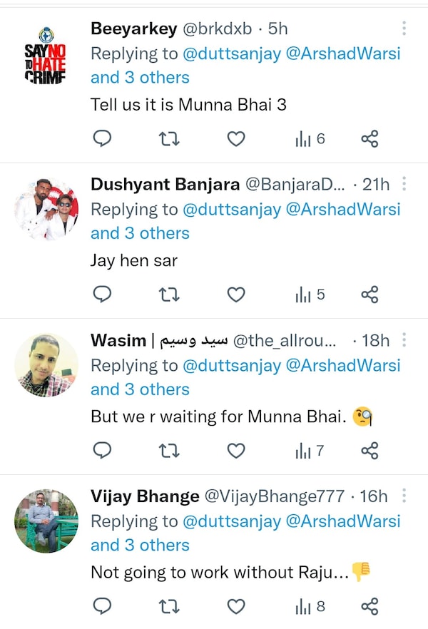 A Munna Bhai film won't work without Rajkumar Hirani, feels one user